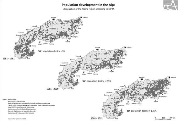 Roland Löffler, Peter Čede, Michael Beismann, Judith Walder, Ernst Steinicke Figure 1: Demographic problem areas in the Alps east-west contrast This demographic east-west contrast of the present