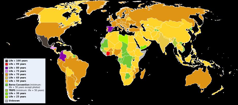 Durata del Copyright nei diversi