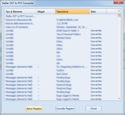 Salvataggio del Registro Con Stellar OST to PST Converter, puoi salvare il registro per analizzare il processo di riparazione in un secondo momento. Salva Registro: 1.