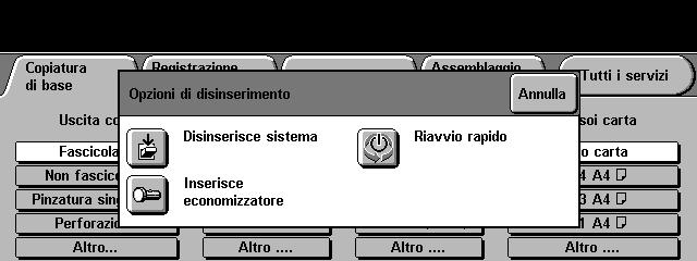 Una schermata di conferma richiede di selezionare un'opzione di disinserimento.