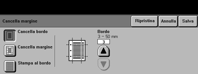 Cancellazione margine Usare questa funzione per ripristinare la qualità di un originale strappato, logoro o che presenta segni di perforazione, di punti metallici o altro.