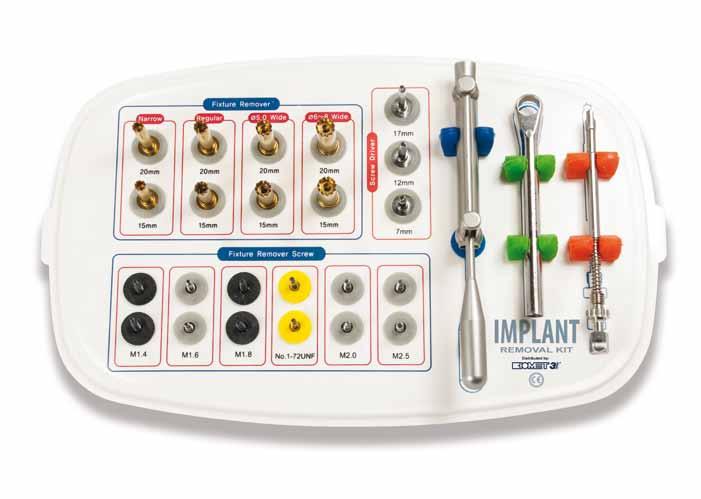 alto torque (450 Ncm) Può essere utilizzato su diversi sistemi implantari componenti del kit DRIVER ESAGONALE VITE PER RIMOZIONE Lungezza () codice dimensione vite codice 7.0 HDF 1607 M 1.4 FRS 14 12.