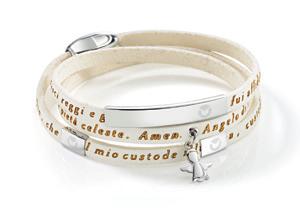 Love & Love Acciao lucido e vera pelle. Polished stainless steel and genuine leather. SADO11 - SADO12 Ave Maria e 44 Bracciale con chiusura magnetica. Misura 60 cm per SADO11.