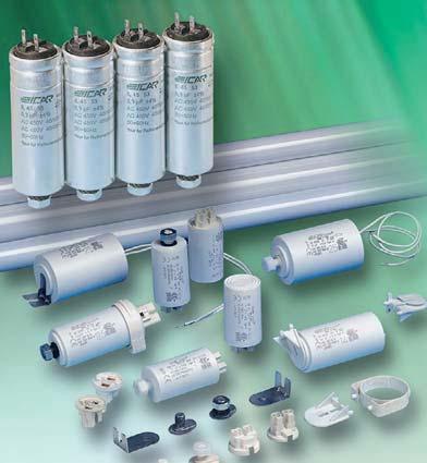 CONDENSATORI PER RIFASAMENTO LAMPADE LIGHTING CAPACITORS Qualsiasi soluzione per il rifasamento degli apparecchi illuminanti è realizzabile con le diverse Serie di Condensatori appartenenti a questa