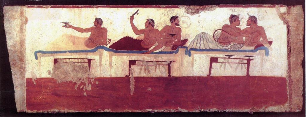 Scene di simposio dalla Tomba del Tuffatore di Poseidonia-Paestum (480 a.c.) Lo stamnos era un vaso profondo che conteneva vino e acqua, spesso addolciti col miele.