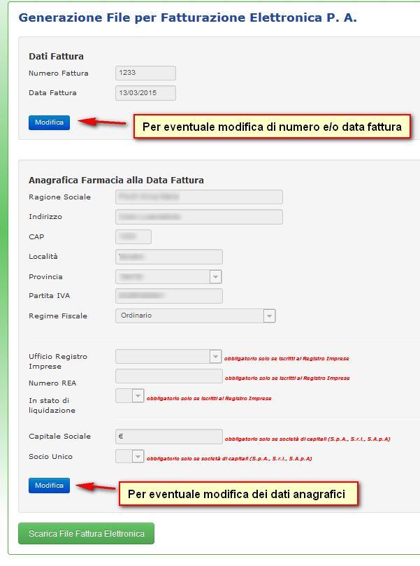 Verificati i dati, si può precedere con l operazione di scarico cliccando sull apposito pulsante Scarica file Fattura Elettronica.