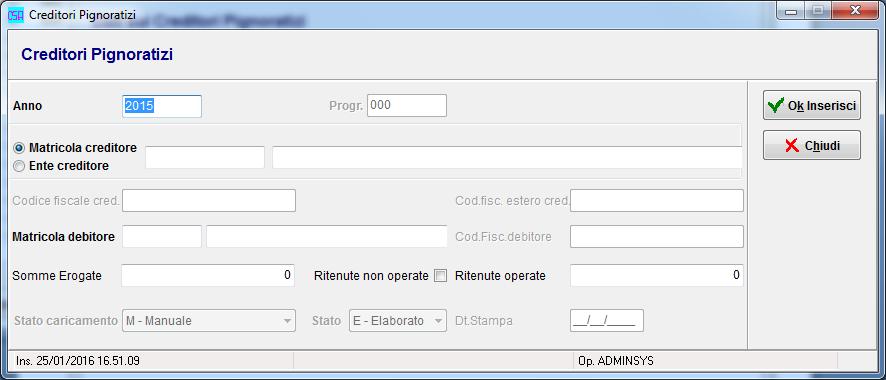 senza trattenuta su debitore che può essere lanciata con la funzione Strumenti \ Riservate \ Estrazione dati con query SQL.