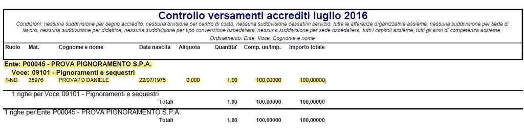 3.4 Esempio di Pignoramento con Equitalia e altro pignoramento con ente Pxxxxx (o altro ente senza il Flag se Equitalia attivato) Esaminiamo ora il caso di un ND sia con un pignoramento Equitalia che