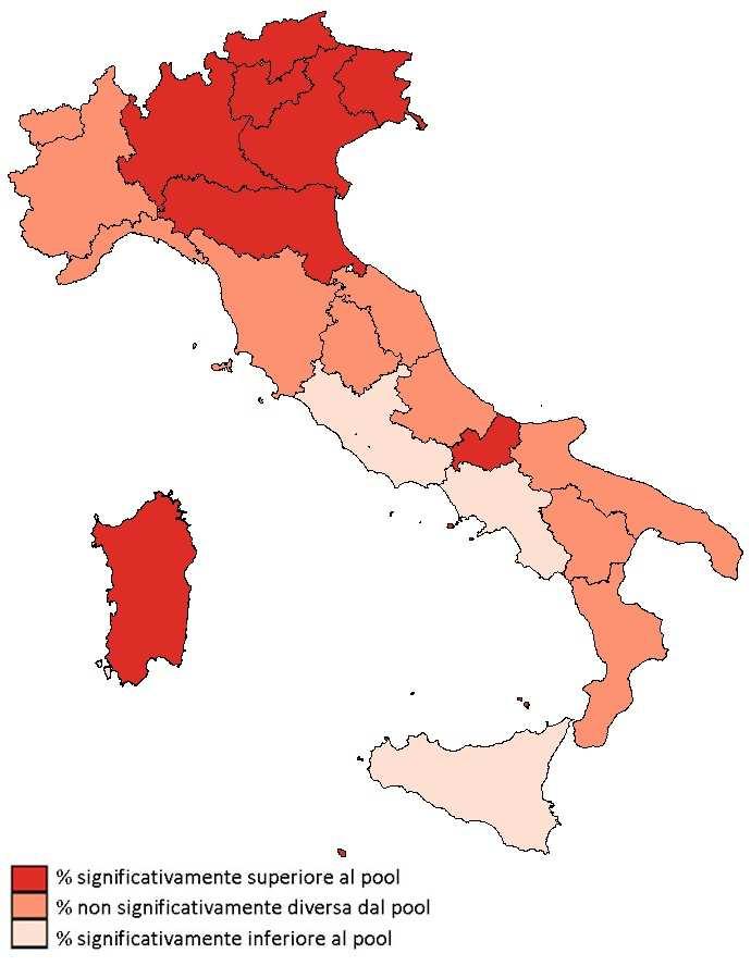 Consumo binge Prevalenze per regione di residenza - Pool di ASL 2010-11 Totale: 8,6% (IC95%: 8,4%-8,9%) Nel Pool di ASL PASSI 2010-11, la percentuale di bevitori a maggior rischio è risultata del 9%.