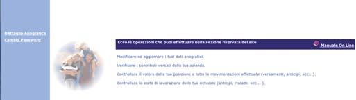 contributiva e anagrafica, selezionando Dettaglio Anagrafica. Come modifico la password? Quando siete nella schermata iniziale, cliccate su Cambia Password.