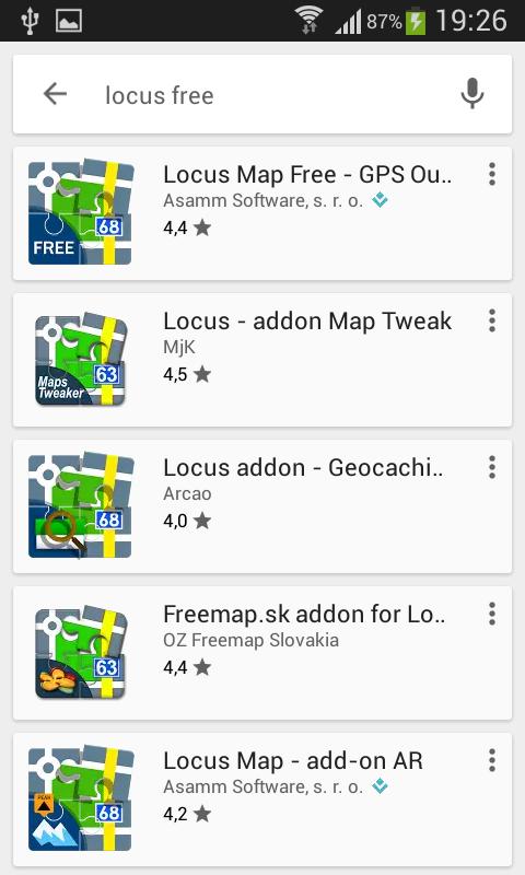 Aprire Google Play (o Play Store) Download applicazione LOCUS Cercare