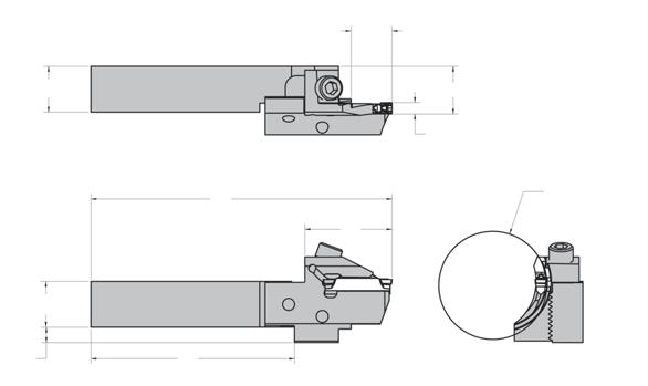 Filettatura, scanalatura, troncatura canalatura Grooving TC TC L canalatura frontale Larghezza di scanalatura 3 6mm/.118.