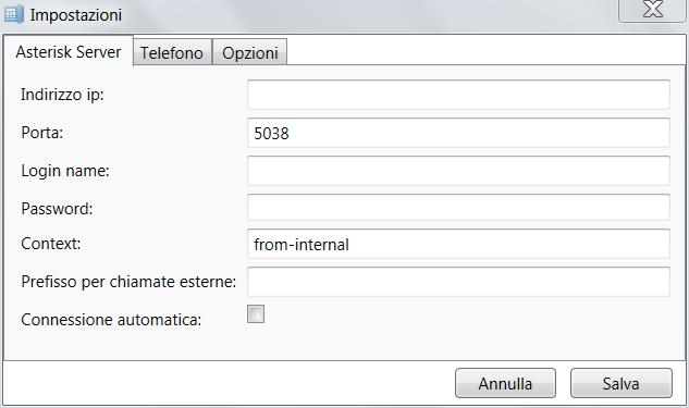 CONFIGURAZIONE di ASTERSWITCHBOARD Aprire il programma AsterSwitchboard facendo doppio click sull icona creata sul desktop.