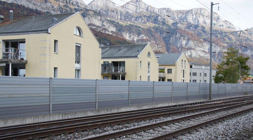 Grandi progetti ferroviari 2015 Risanamento fonico 11 Pareti fonoassorbenti a Quarten.