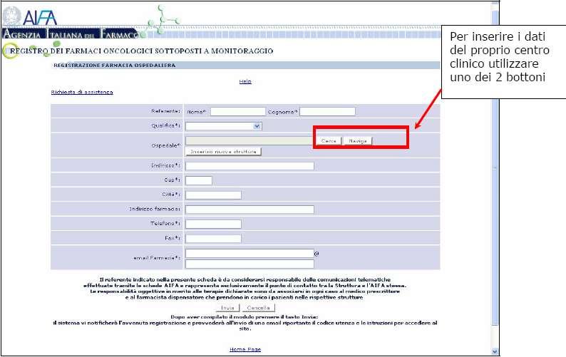 Figura 2- Esempio: Form di registrazione per Farmacia Ospedaliera sul Registro Antiblastici Nel caso dei farmaci antidiabetici e cardiovascolari di fascia A, appartenenti all area terapeutica della