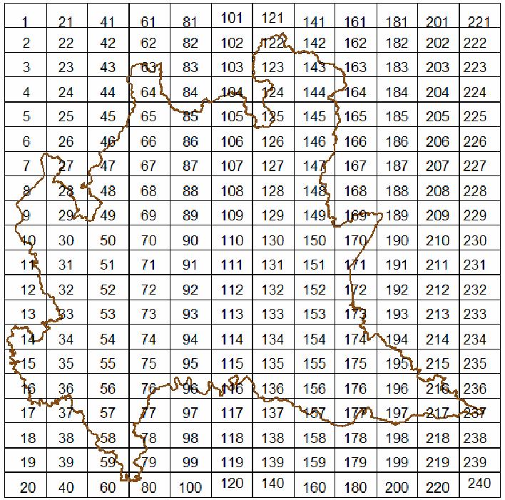 000 di tutta la RER con griglia di suddivisione dei Settori 1 relazione tecnica contenente le schede descrittive shape