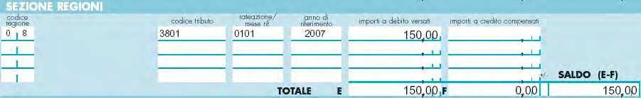 utilizzare il credito da compensare (indicando 0101 nello spazio rateazione in corrispondenza dell'importo a debito versato); - il secondo, per evidenziare l'importo della prima rata da versare