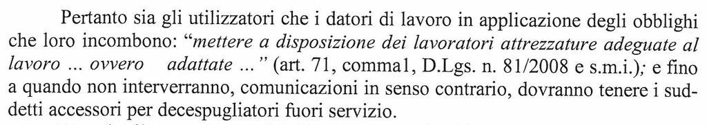 È vietata l'immissione sul mercato di accessori di taglio del tipo a flagelli costituiti da