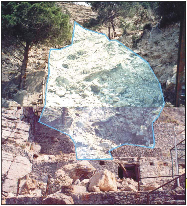 Distacchi di medie dimensioni (Cliff fall) Praiano 2002 21 Per lo studio di frane in roccia, occorre preliminarmente distinguere tra versante naturale e fronte di