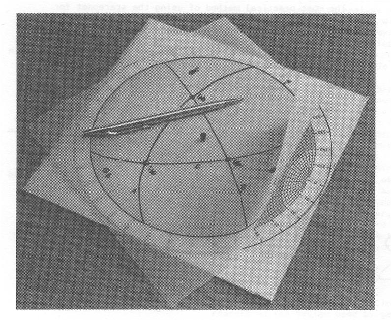 Criterio grafico per il tracciamento dei grandi cerchi su carta da ricalco.