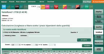 1.1730 (C45W) J5 VarioRond Barre tonde di lunghezza flessibile con prezzo al pezzo Esecuzione e tolleranze: Lunghezza (taglio con sega): + 3,0 / - 0 mm Diametro: + 3,0 / - 1 mm Range di diametri: