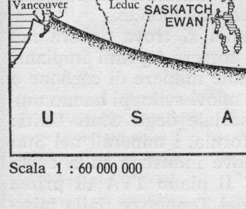 Esempio di mancata osservanza del principio di riduzione: se si rispettasse la scala indicata, il confine tra USA e Canada in