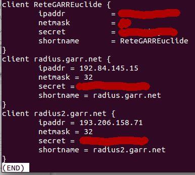 CONFIGURAZIONE DI FREERADIUS server eduroam-inner-tunnel { authorize { auth_log eap files mschap pap } authenticate { Auth-Type PAP { pap }