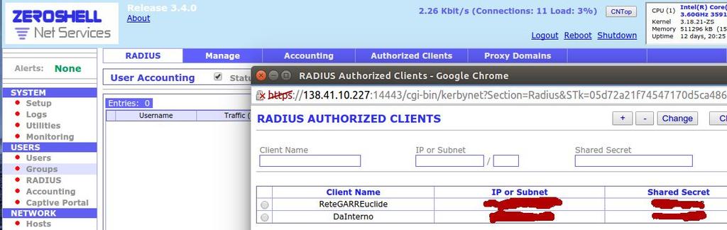 CONFIGURAZIONE DI ZEROSHELL Chi può utilizzare il Radius