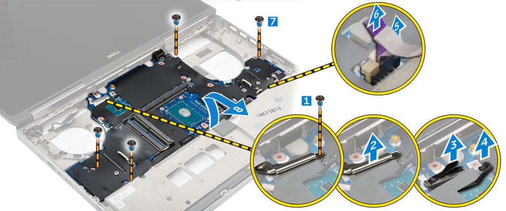 h. coperchio della batteria 4. Seguire le procedure descritte in Dopo aver effettuato gli interventi sui componenti interni del sistema. Rimozione della scheda di sistema 1.