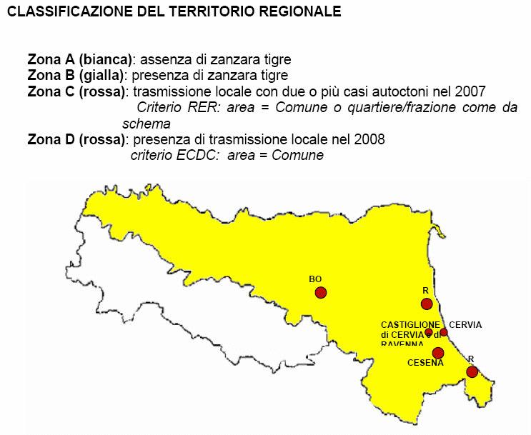 Area con trasmissione locale di Chikungunya e/o Dengue Fino al 30 giugno 2008, per usare la massima precauzione possibile, si conviene di considerare aree con trasmissione locale di Chikungunya le