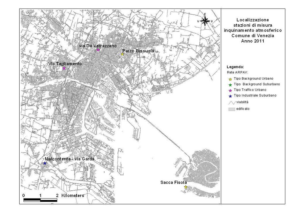 MONITORAGGIO DELLA QUALITÀ DELL'ARIA La rete ARPAV di monitoraggio della qualità dell aria presente sul territorio del Comune di Venezia è attiva dal 1999, anno in cui le stazioni fisse di