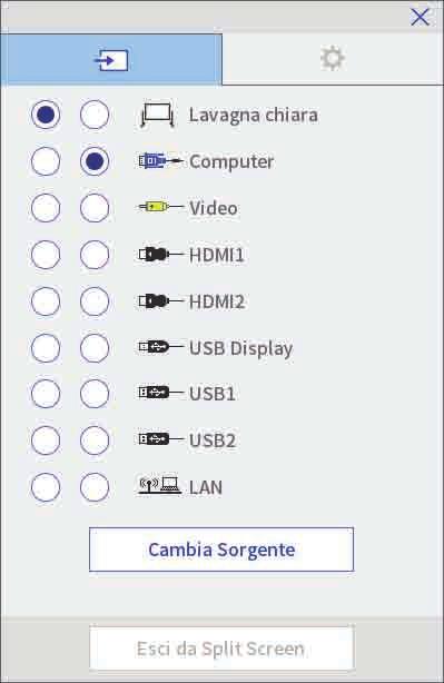 Funzioni interttive durnte l proiezione di due immgini simultnee 139 b Selezionre le sorgenti d ingresso per l schermt di sinistr e di destr.