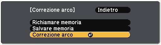f Selezionre Correzione rco e premere [Enter]. d Selezionre Correz.