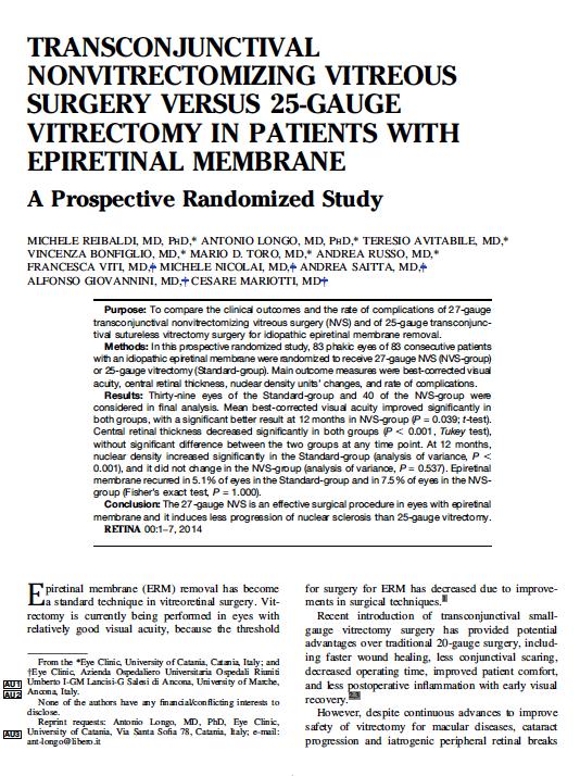 G transconjunctival NVS and of 25-G