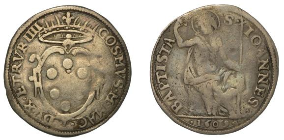 COSIMO II DE MEDICI (1609-1621) 134 135 134 Mezzo giulio 1609 (I serie - stemma tondo). Stemma coronato di forma tonda. R/ S.