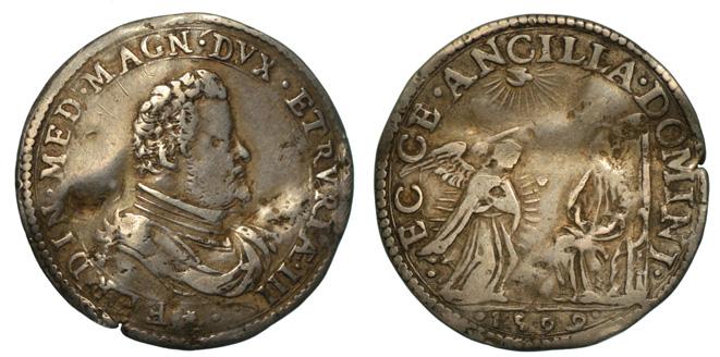 229. Gal. XXXI, 3. Pucci, 55/55b. CNI. 167. RMM.20 g. 8,83 Rarissima q. 550 89 90 Lira 1603. Busto corazzato a d. R/ La decollazione di S.