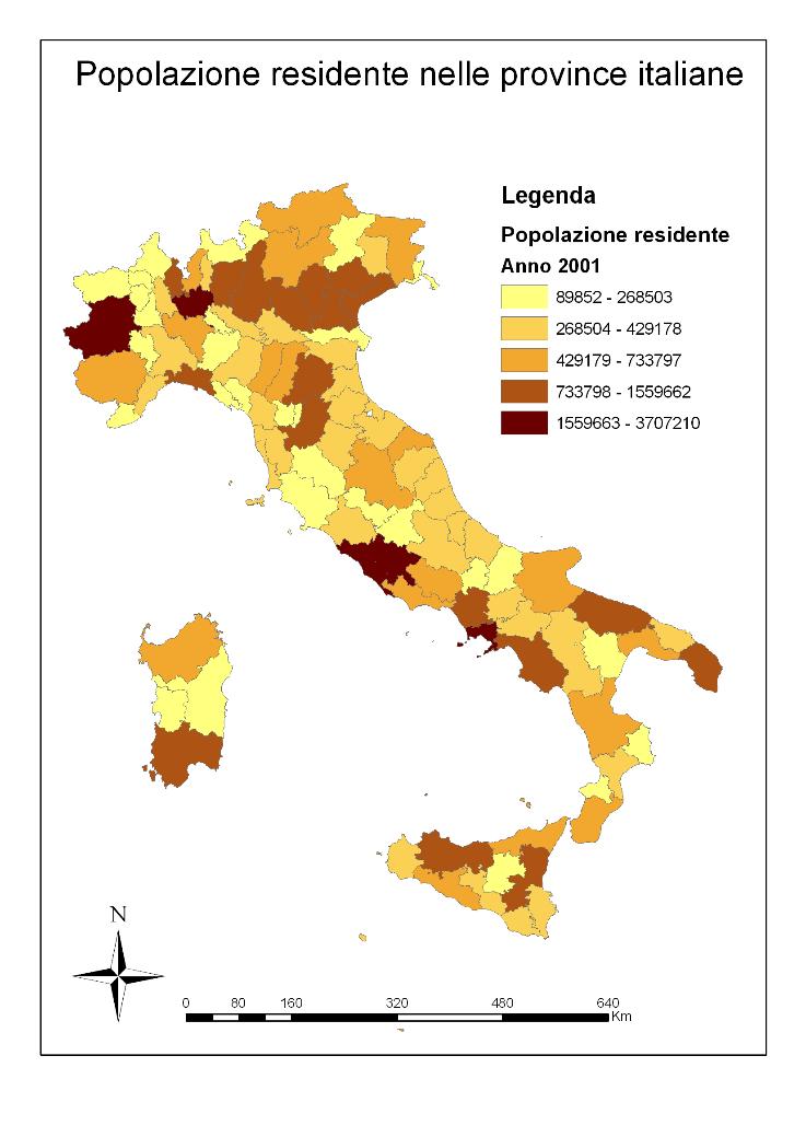 Diagrammi per serie geografiche Le serie territoriali sono variabili le cui modalità sono dei luoghi geografici. Si usa in tal caso il cartogramma.