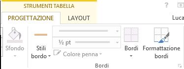 Stile, spessre e clre dei brdi Sebbene la creazine di una tabella cmprti l applicazine di brdi standard nulla vieta di persnalizzare questa frmattazine selezinand un stile, un spessre ed un clre per