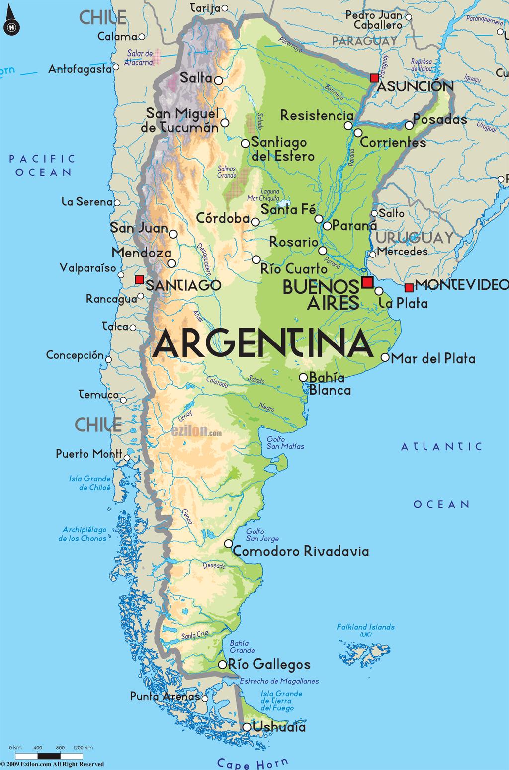 CARTINA E CARTA D IDENTITÀ DELL ARGENTINA Informazioni Territorio 2.780.