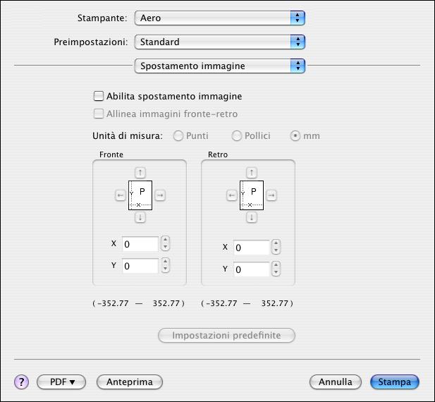 STAMPA DA COMPUTER MAC OS X 24 17 Per spostare l immagine stampata sulla pagina, selezionare Spostamento immagine dal menu a discesa
