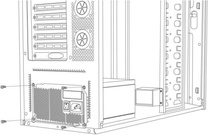 INSTALLAZIONE Installare l'alimentatore nella parte superiore o in quella inferiore del case utilizzando le quattro viti in dotazione.