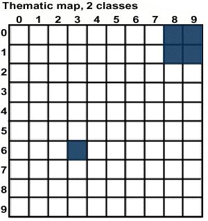 Per la classificazione in due sole classi: 1) Zone rurali: da 0 a 8 abitazioni 2) Città: oltre 8 abitazioni NOTA: un immagine digitale è una matrice corologica.