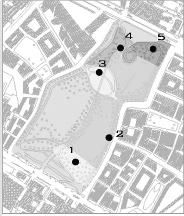 Per tempi di misurazione di circa 10 minuti sono stati memorizzati l andamento nel tempo del livello di pressione sonora e lo spettro a bande di 1/3 di ottava in diversi punti all interno dell area