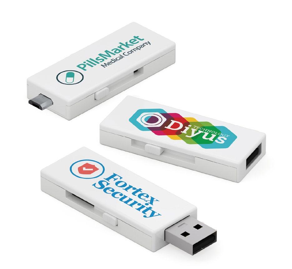 Chiavi usb pubblicitarie Duo Micro/USB La regina del trasferimento di files Grazie alla doppia uscita micro USB e USB 2.