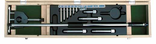Bore gauges Big bores gauge Indicato per la misura di grandi diametri, grande campo di misura con pochi elementi. Tastino mobile e tastino fisso in metallo duro, attacco per comparatore ø 8.
