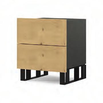 423 H. 224 e basi H. 160mm. Ironwood nightstand with 1 drawer: box size mm W. 500 D. 423 H. 224 and bases H. 160mm. Comodino Ironwood con 2 cassetti: scocca dim.