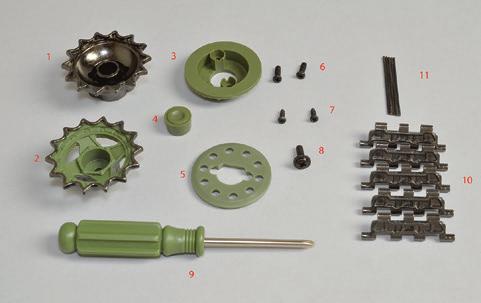 T-72 tank: fase 25 LA SECONDA CORONA MOTRICE E ALTRE CINQUE MAGLIE DEI CINGOLI Oltre ad altre cinque maglie del cingolo e ai relativi perni di fissaggio, in questa fase trovi i componenti per