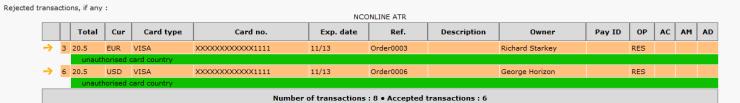 Modalità SYNC (Sincrona): Nella pagina "Risultati del caricamento"si visualizzano le seguenti informazioni aggiuntive: Il numero delle transazioni e il numero delle transazioni "accettate" (accettate