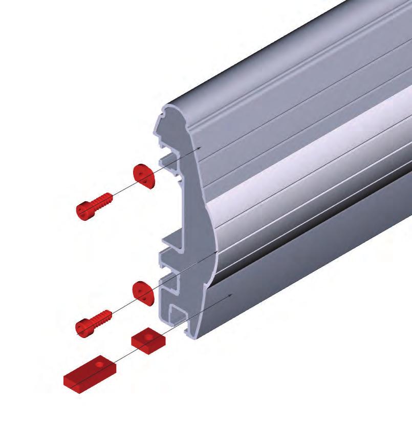 Inserire all interno della sede inferiore dell alluminio i 4 spinotti antisgancio con il foro filettato verso l interno dell alluminio e i 2