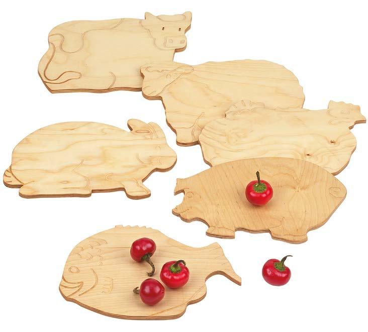 Farm Birch plywood cutting board Tagliere in multistrato di betulla 653/C Fish - Pesce 29 x 20 x 0,9 cm 654/C Rabbit - Coniglio 29 x 19 x 0,9 cm